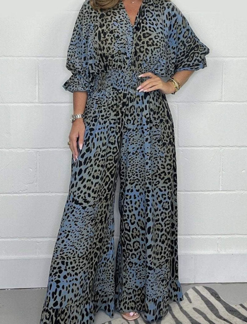 Leopard Print Wide-Leg Jumpsuit