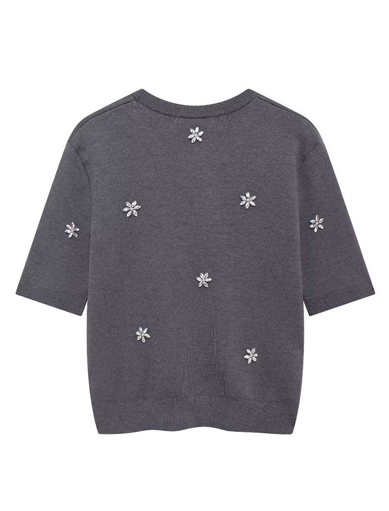 Jewel-Embellished Knit Top