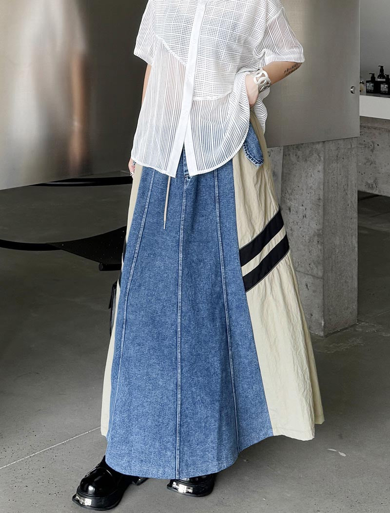 Patchwork Drawstring Maxi