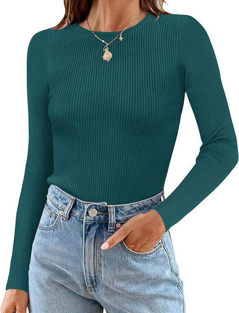 Ribbed Knit Basic Long Sleeve Top