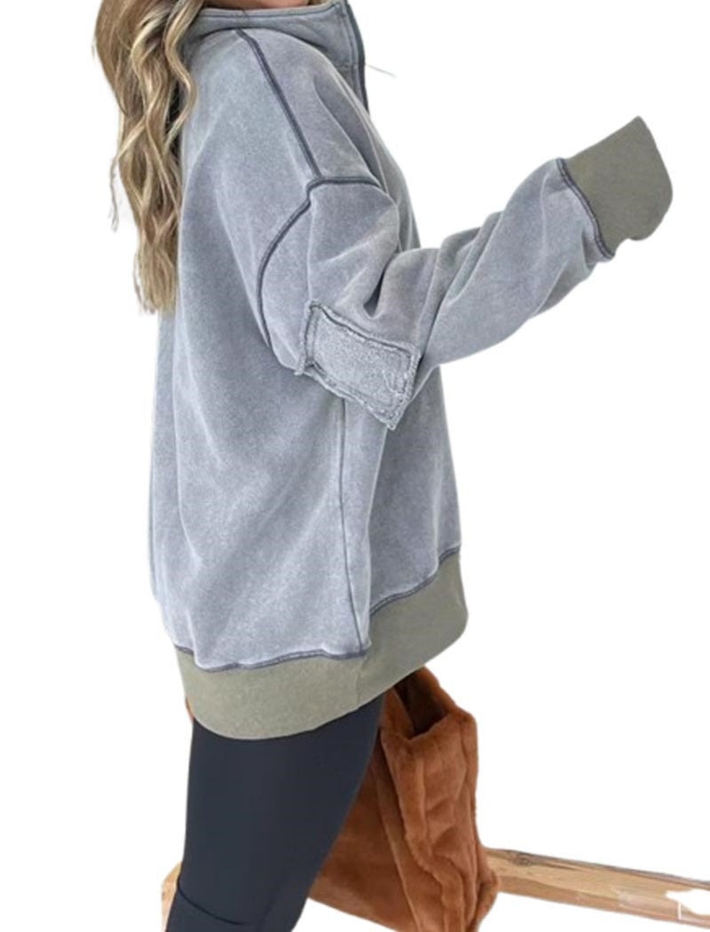 Relaxed Fit Half-Zip Top