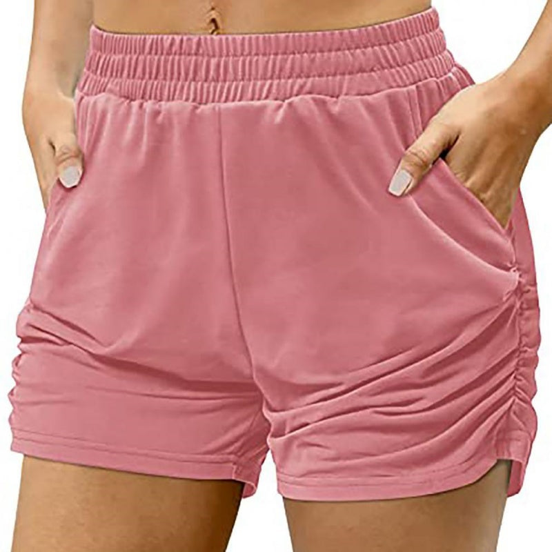 Casual High-Waisted Shorts with Side Ruching