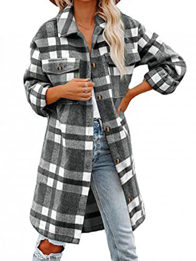 Plaid Longline Button-Up Shacket