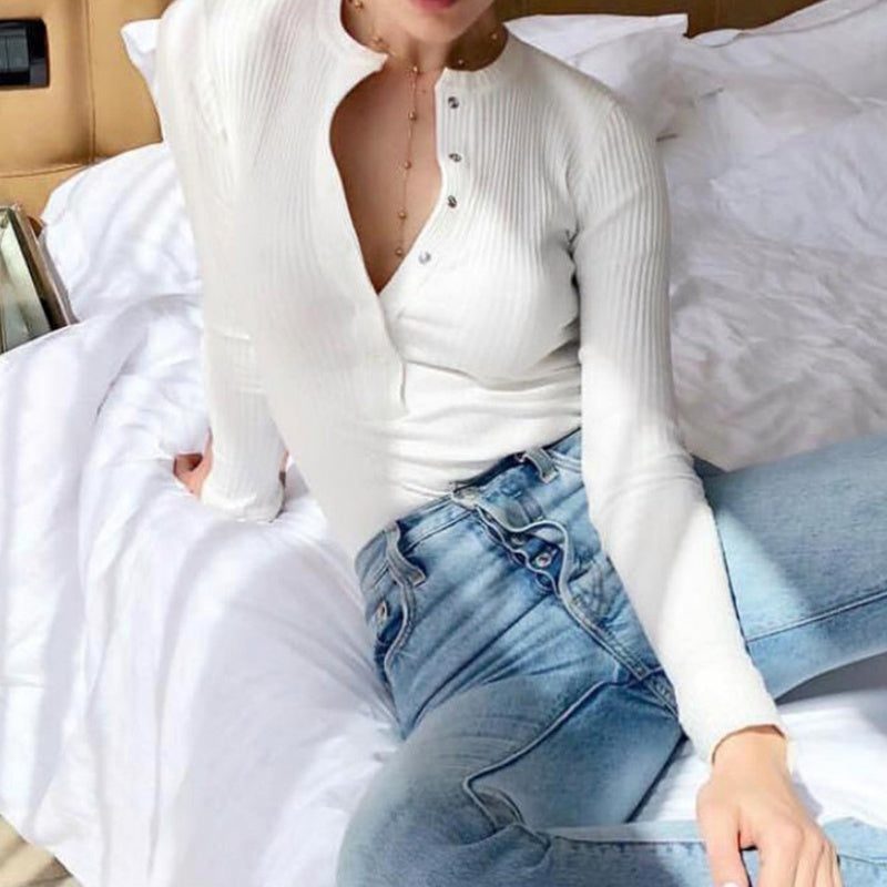 Long-Sleeve Henley Bodysuit