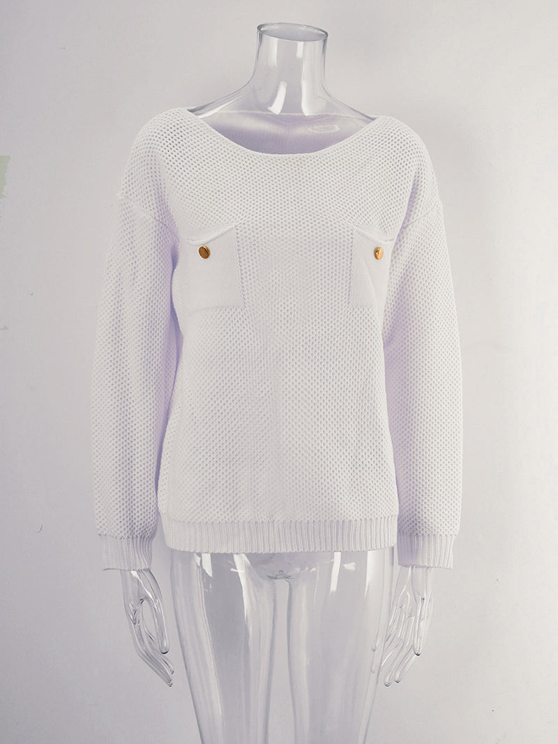 Solid Pocketed Sweater