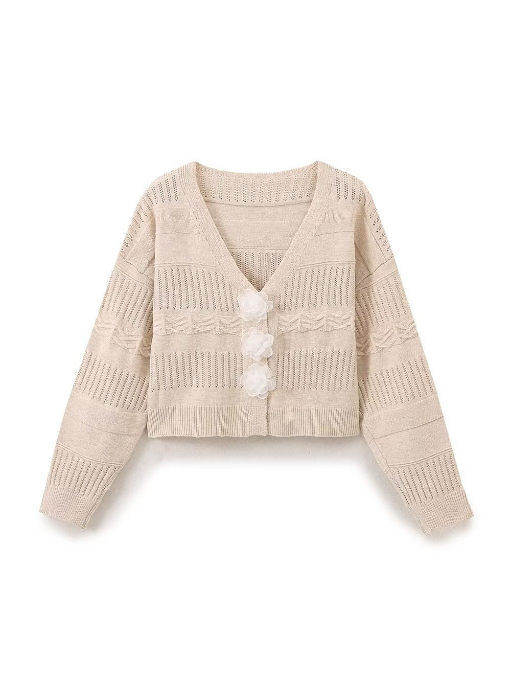 Floral Cropped Knit Cardigan