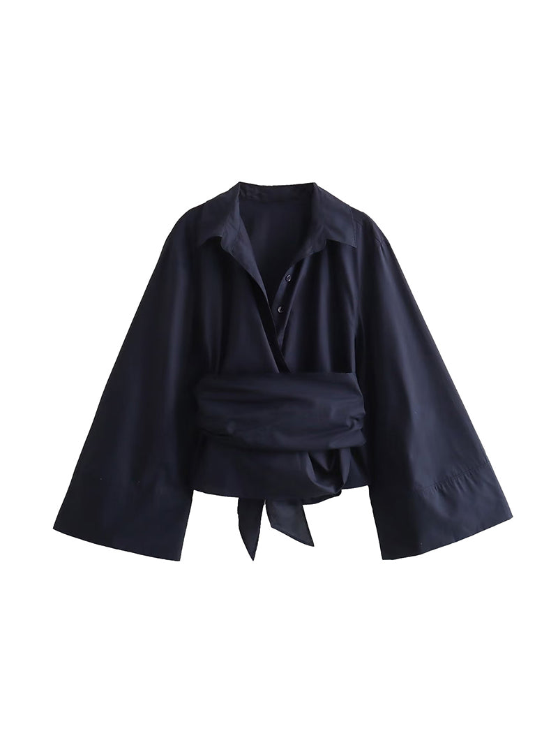 Wrap Bell Sleeve Blouse