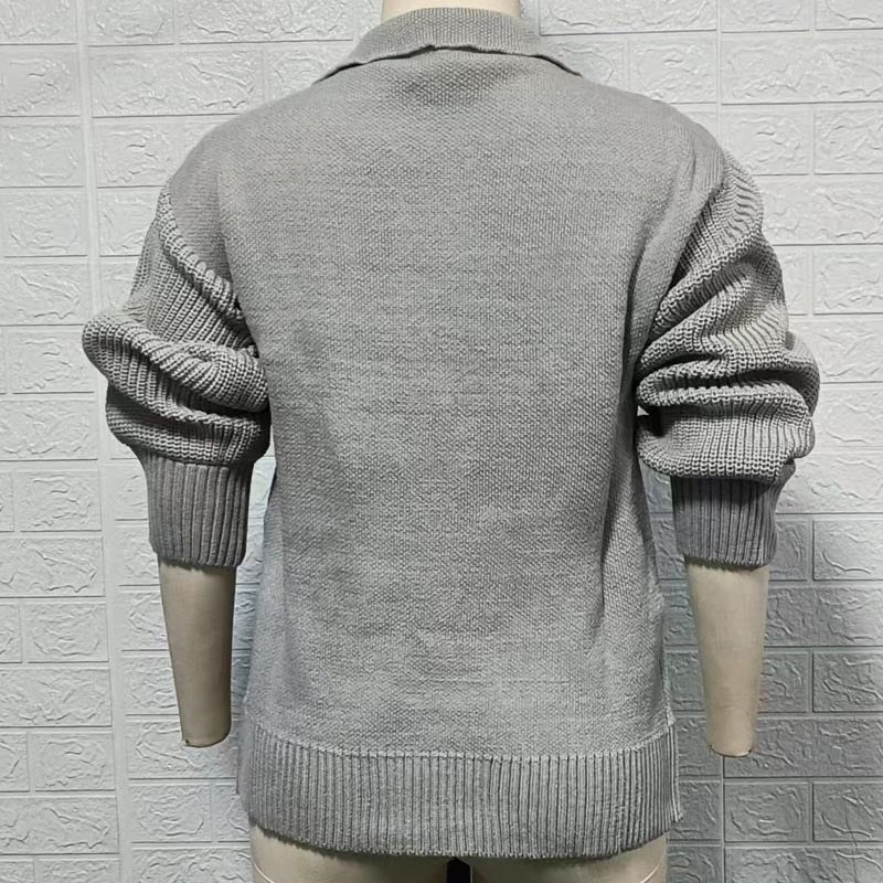 Blazer Collar Long Sleeve Knit Cardigan