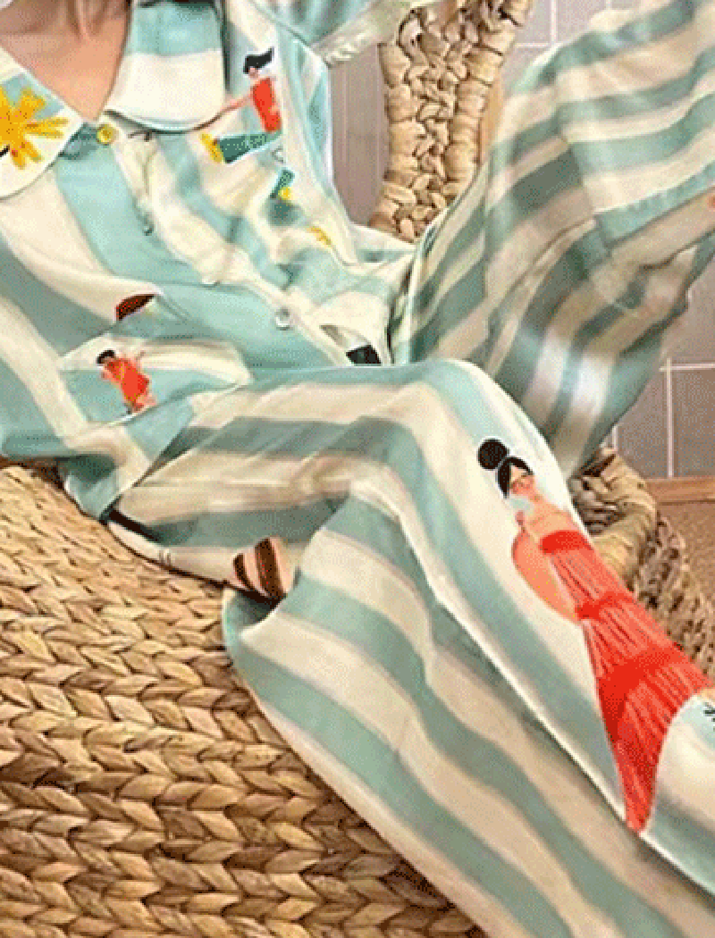 Printed Button-Down Pajama Set