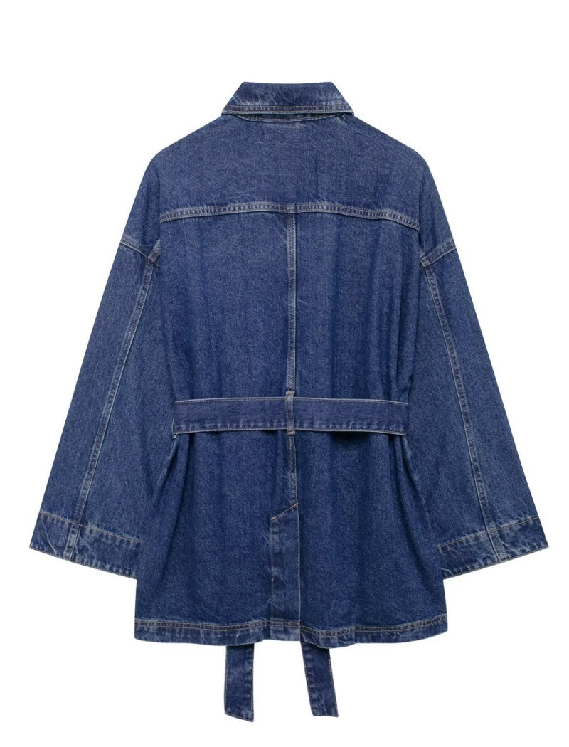 Belted Oversized Denim Jacket