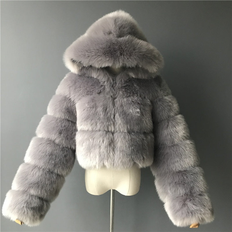 Plush Chunky Knit Hooded Coat