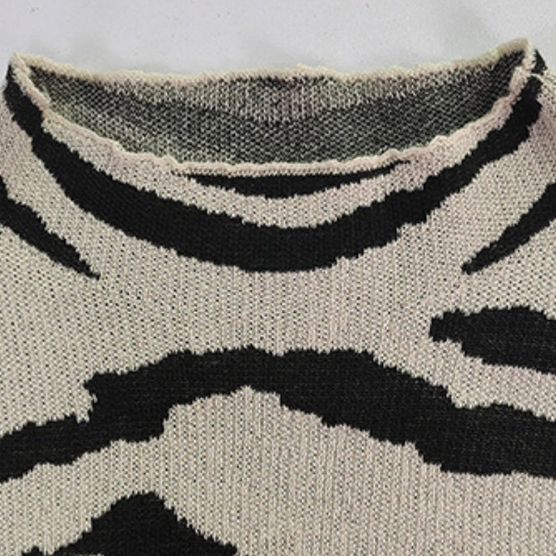 Oversized Zebra Print Knit Sweater