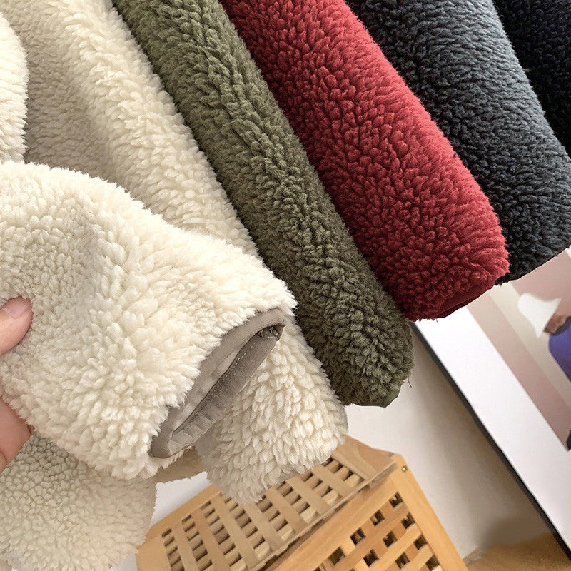 Zipper Windproof Pocket Stand Collar Fleece Coat