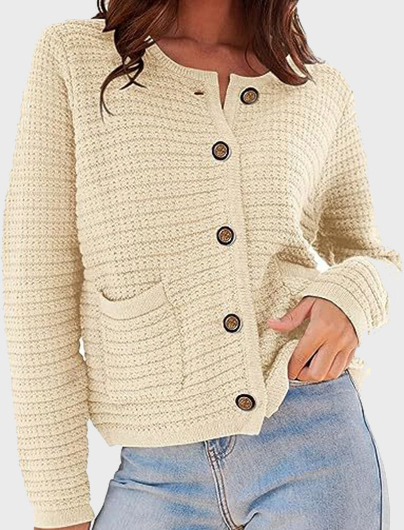 Textured Button-Up Cardigan