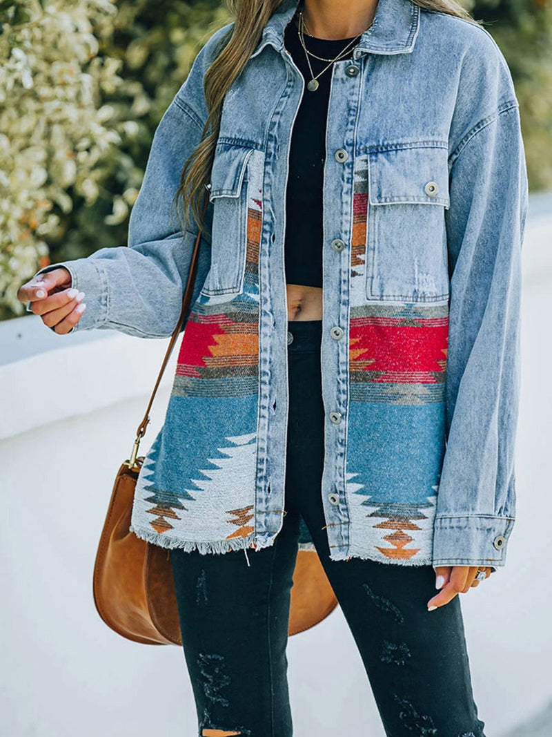 Patchwork Pocket Denim Coat