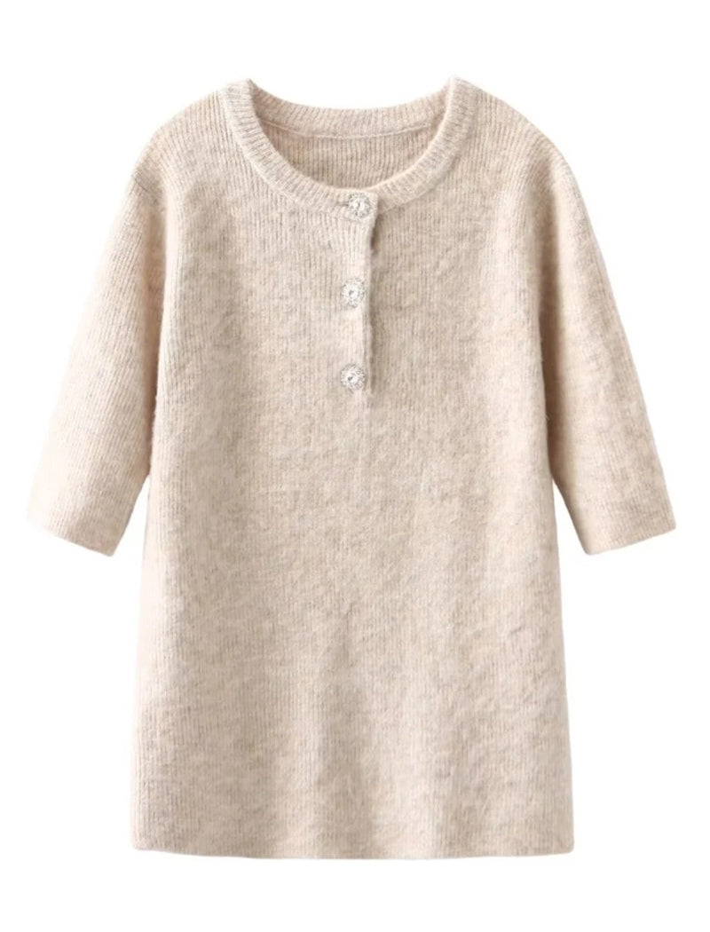 Round Neck Short Sleeve Knit Top