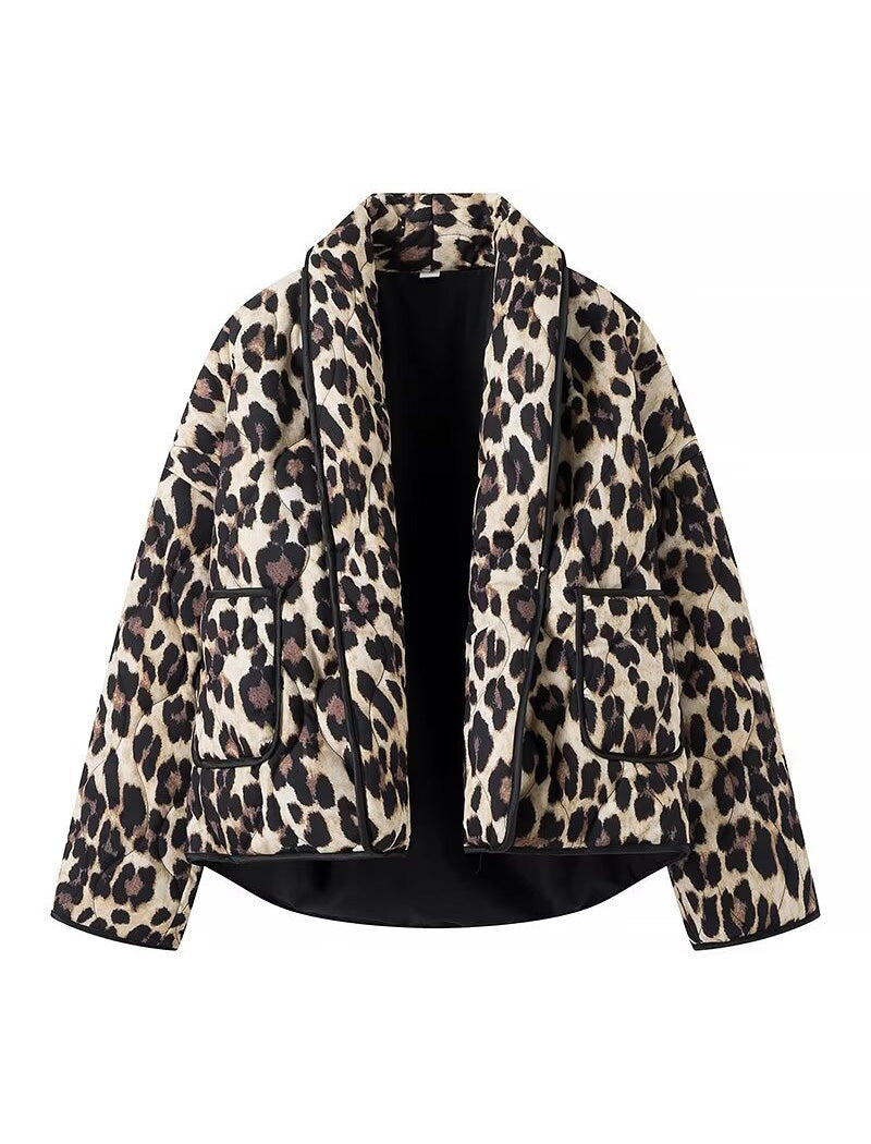 Leopard Print Open Jacket