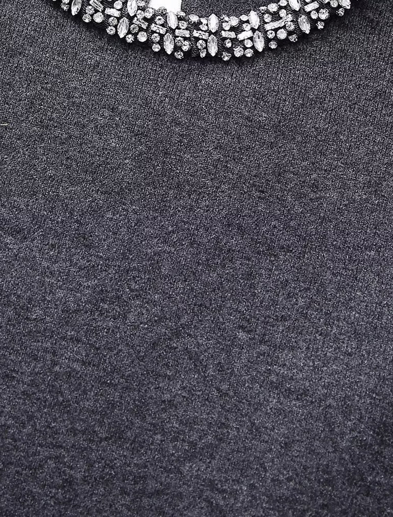 Knit Sweater with Diamond Collar