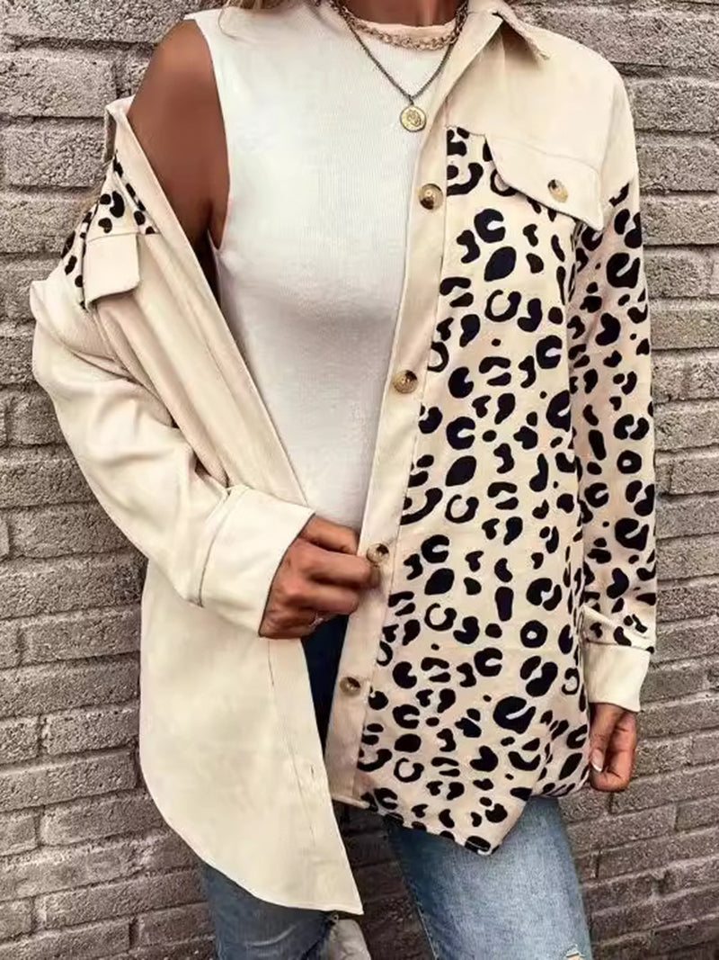 Leopard Print Patchwork Coat