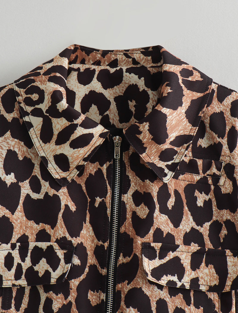 Cropped Leopard Print Jacket