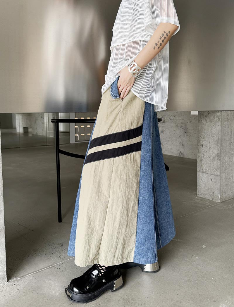 Patchwork Drawstring Maxi