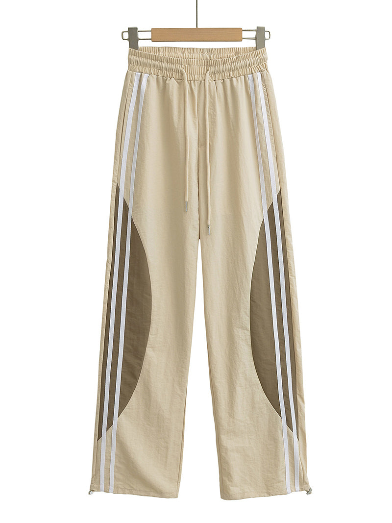 Colorblock Striped Wide-Leg Pants