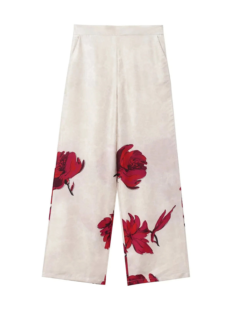 Floral Print Blazer and Pants Set