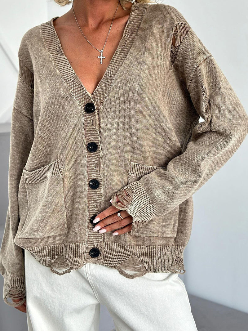 Distressed Pocket Cardigan