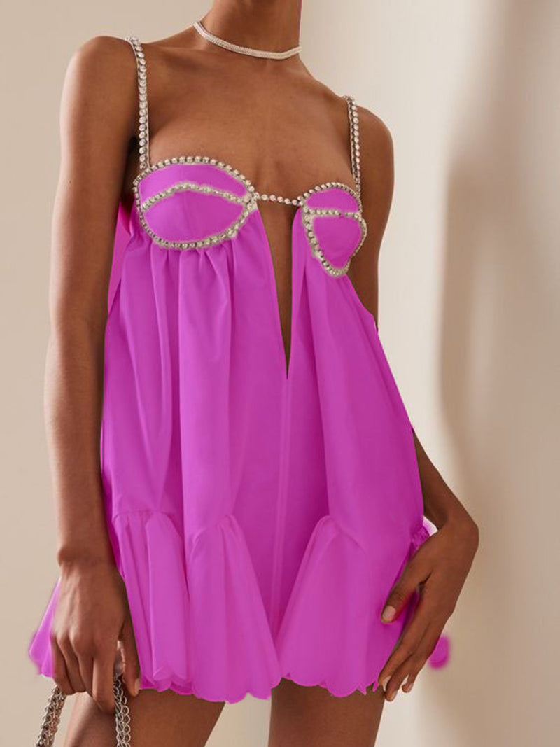 Rhinestone Strappy Mini Dress