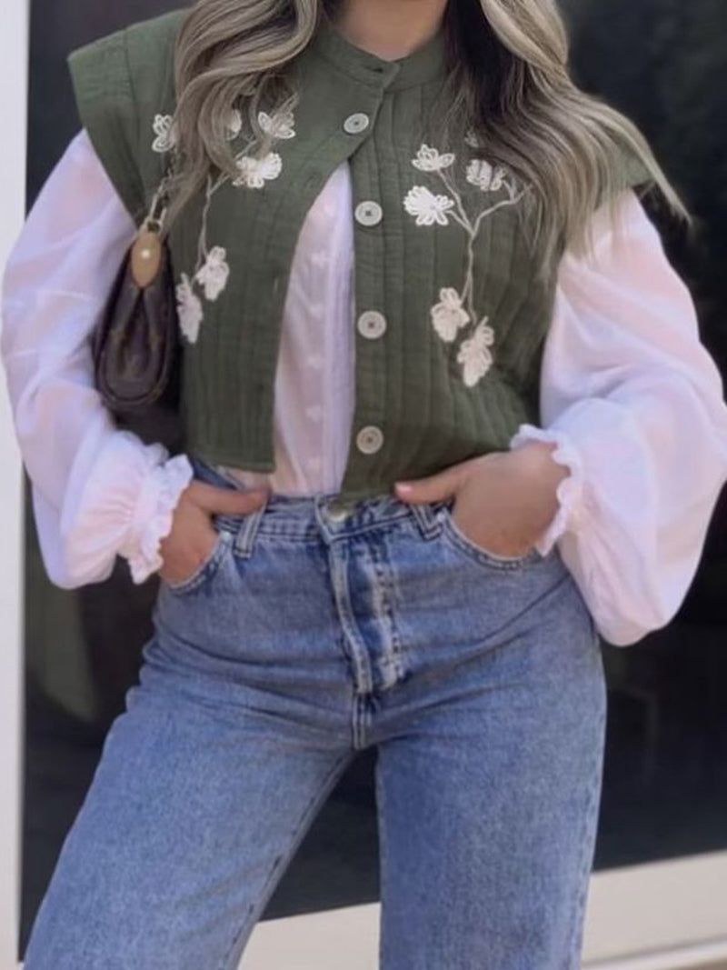 Floral Button-Front Vest
