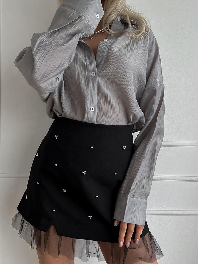 Patchwork Tulle Hem Mini Skirt