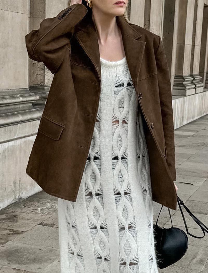 Oversized Faux Suede Blazer