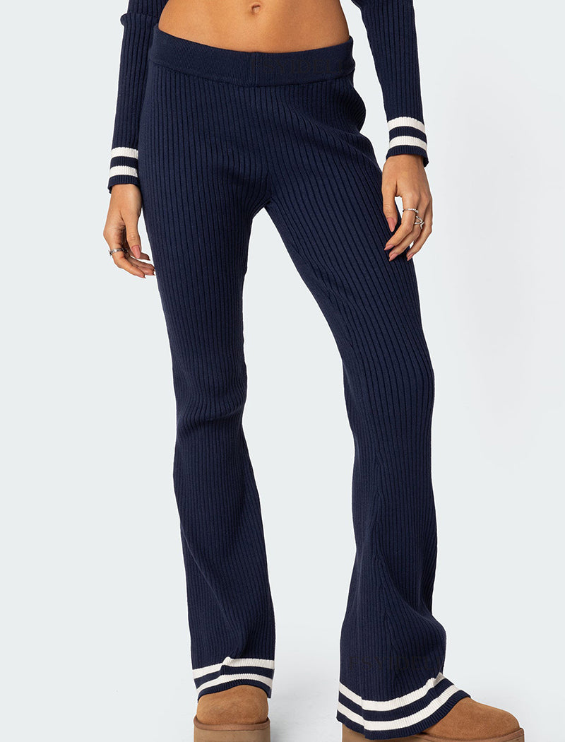 Zipper Cropped Top and Wide-Leg Pants Set