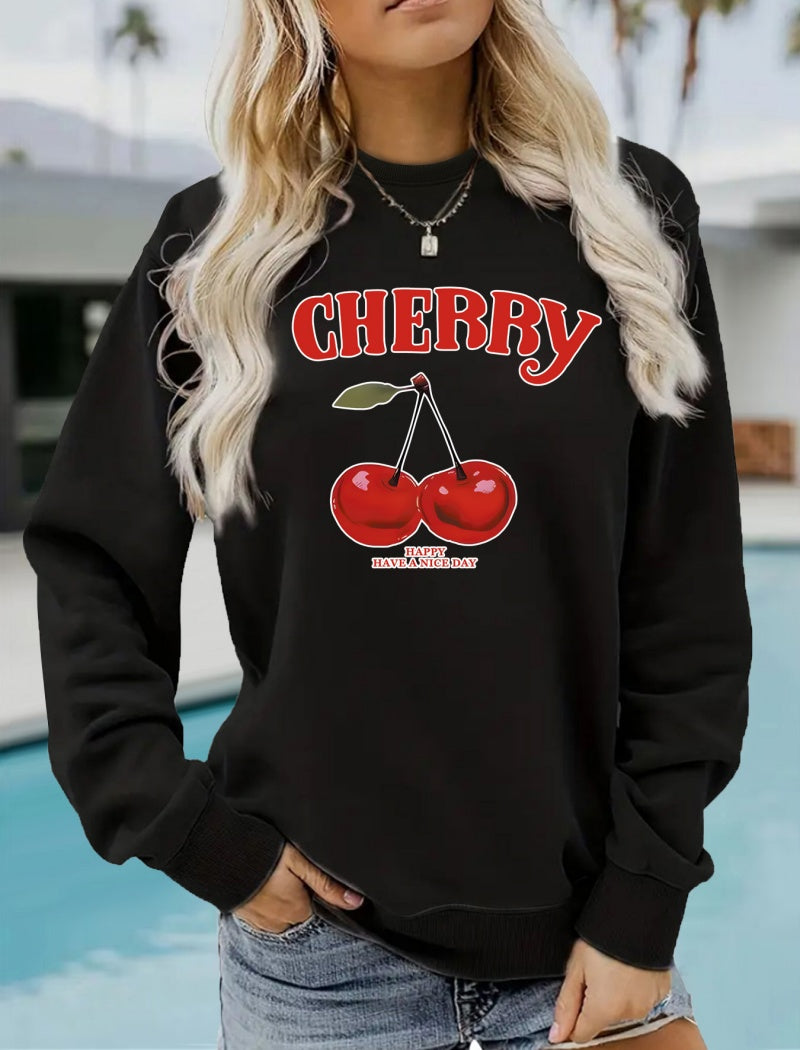 Cherry Print Crewneck Pullover
