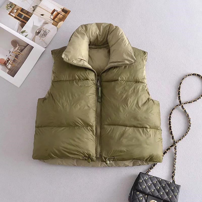 Sleeveless Padded Zip-Up Vest