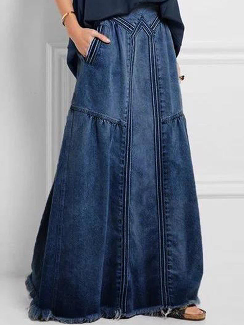 Denim A-Line Maxi Skirt
