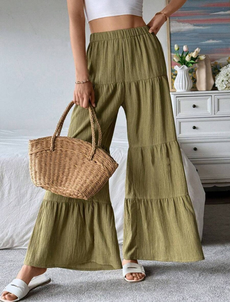 Tiered Wide-Leg Lounge Pants