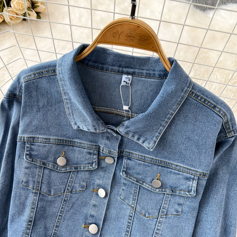 Cropped Denim Jacket and High-Rise Shorts Set