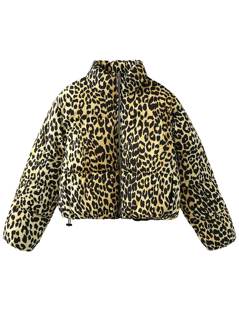 Cozy Leopard Print Puffer Jacket
