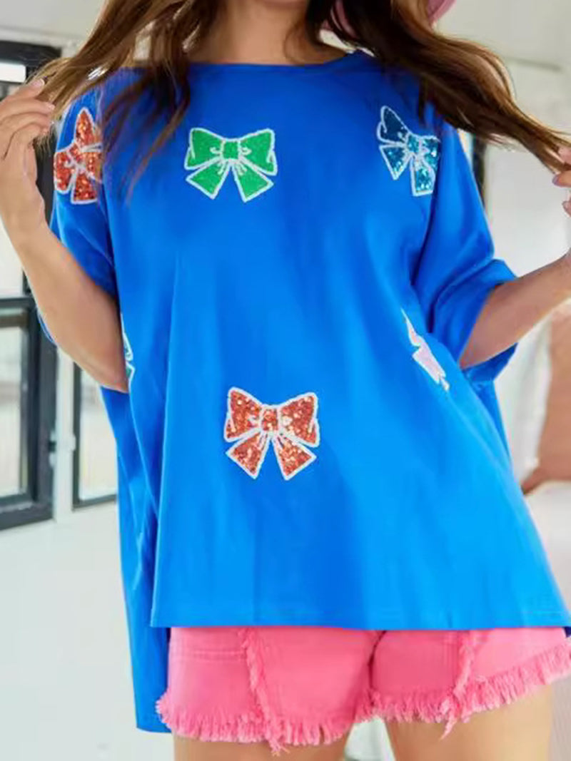 Bow Print Oversized Tee