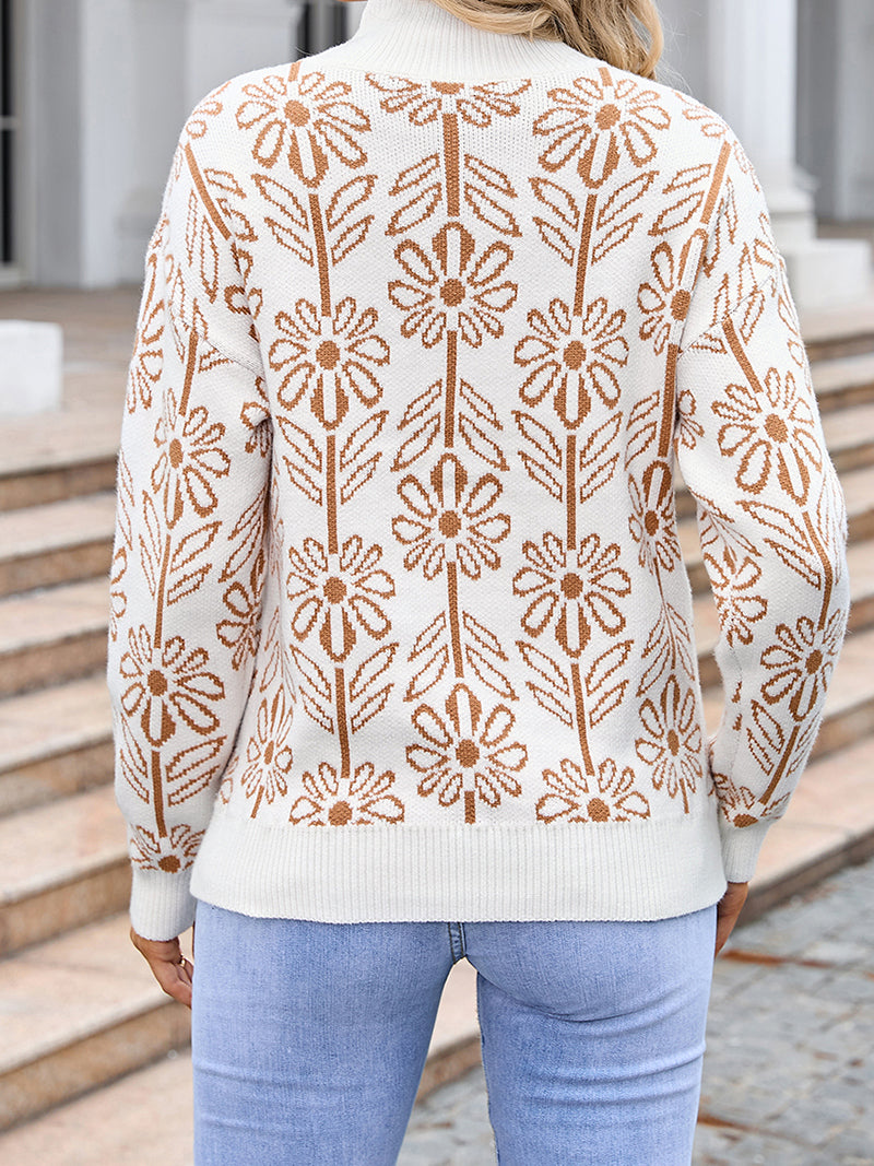 Floral Mock Neck Sweater
