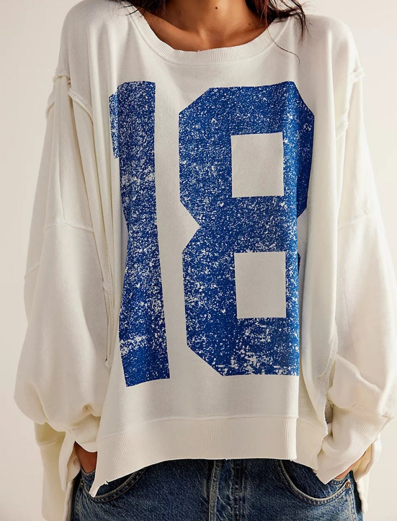 Drop-Shoulder Graphic Crewneck Top