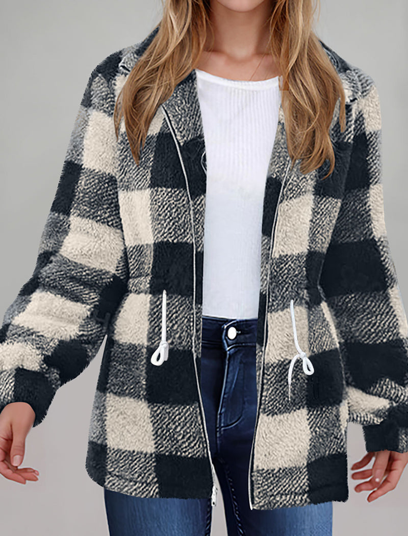 Plaid Pattern Zipper Jacket