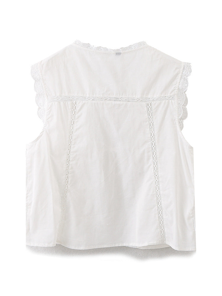 Sleeveless Lace Tie Vest