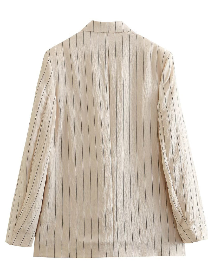 Striped Double-Breasted Blazer and Pants Set