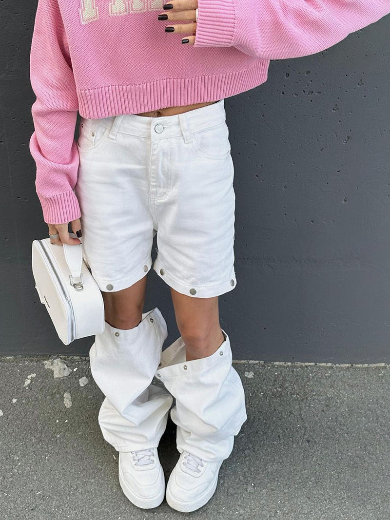 Detachable Wide-Leg Jeans