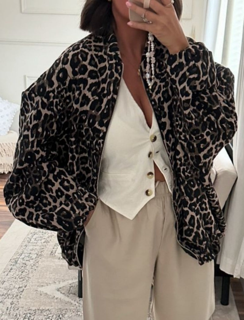 Leopard Print Puffer Jacket