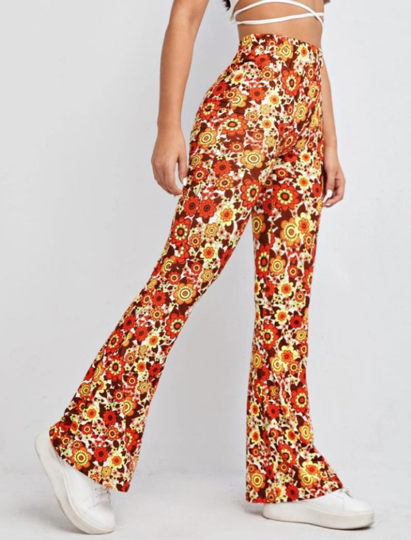 Floral Print Flared Pants