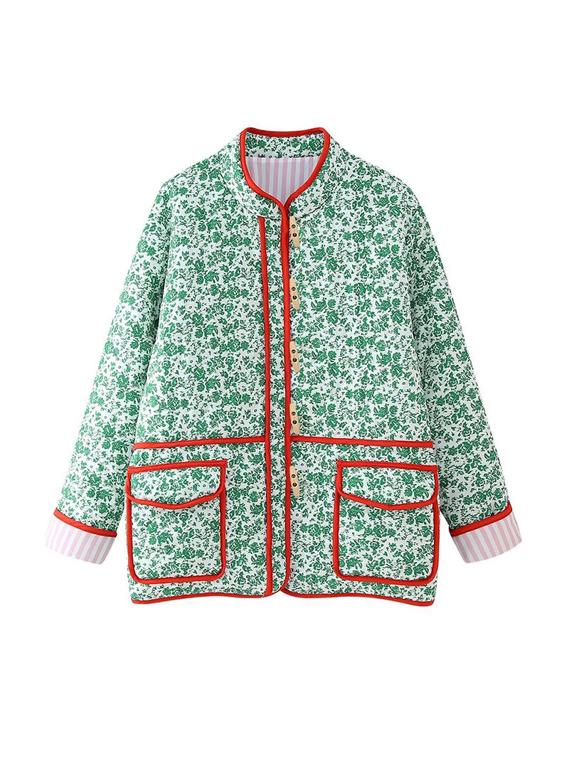 Floral Print Patchwork Coat