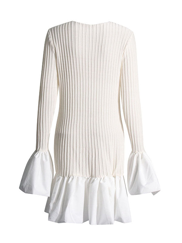 Pleated Flare Sleeve Mini Dress